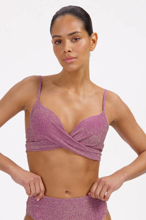 voorgevormde beugel bikinitop met lurex oudroze