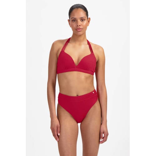 Beachlife voorgevormde halter bikinitop met textuur rood afbeelding