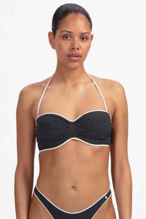voorgevormde strapless bandeau bikinitop zwart/ecru