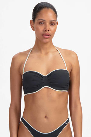 voorgevormde strapless bandeau bikinitop zwart/ecru