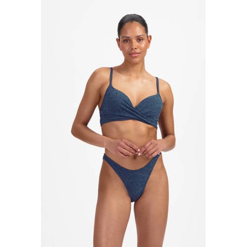 Beachlife voorgevormde beugel bikinitop broderie anglaise donkerblauw afbeelding