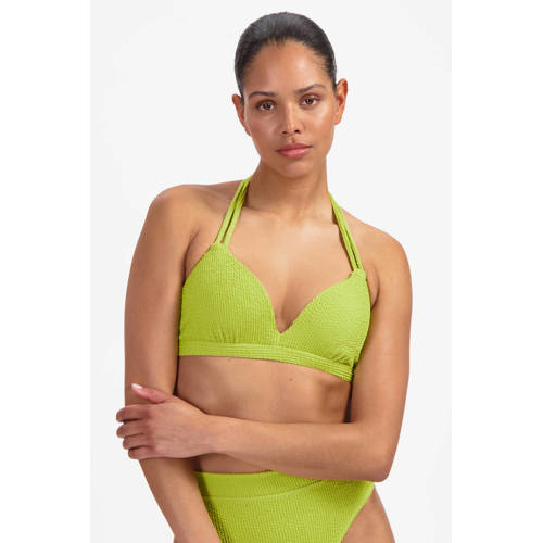 Beachlife voorgevormde halter bikinitop met textuur lichtgroen afbeelding