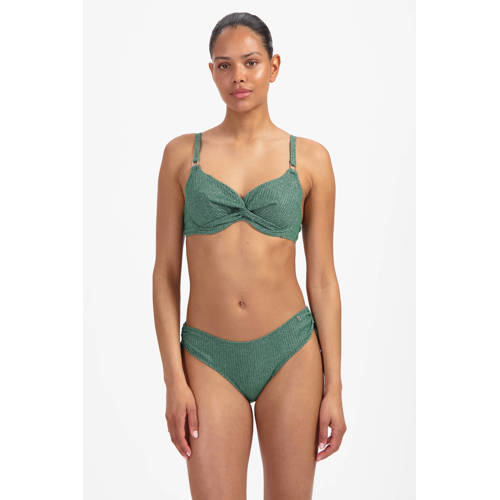 Beachlife niet-voorgevormde halter bikinitop met lurex en textuur groen afbeelding