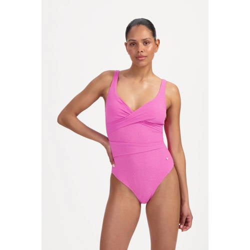 Beachlife halter badpak met lurex roze afbeelding