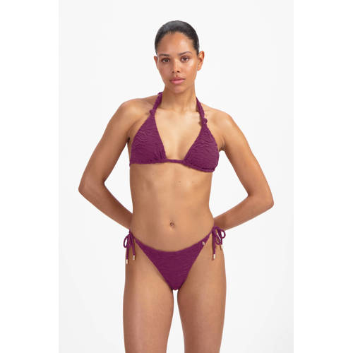 Beachlife strik bikinibroekje met textuur donkerpaars afbeelding