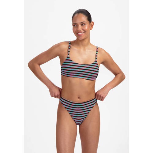 Beachlife brazilian bikinibroekje met textuur blauw/bruin afbeelding
