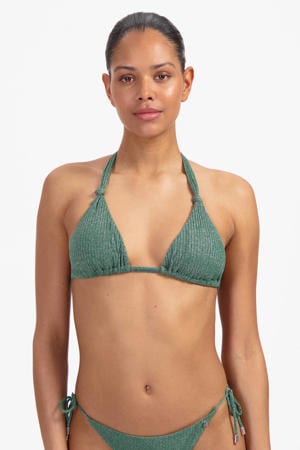 voorgevormde triangel bikinitop met lurex en textuur groen