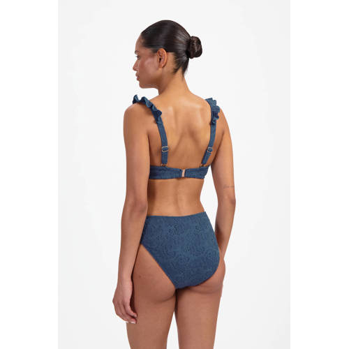 Beachlife niet-voorgevormde beugel bikinitop broderie anglaise donkerblauw afbeelding