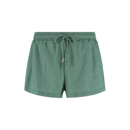 Beachlife strandshort met lurex en textuur groen afbeelding