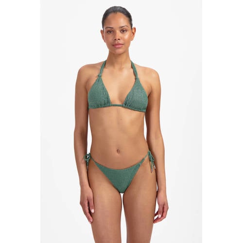 Beachlife strik bikinibroekje met lurex en textuur groen afbeelding