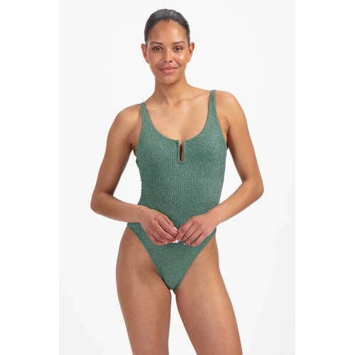 Beachlife badpak met lurex en textuur groen afbeelding