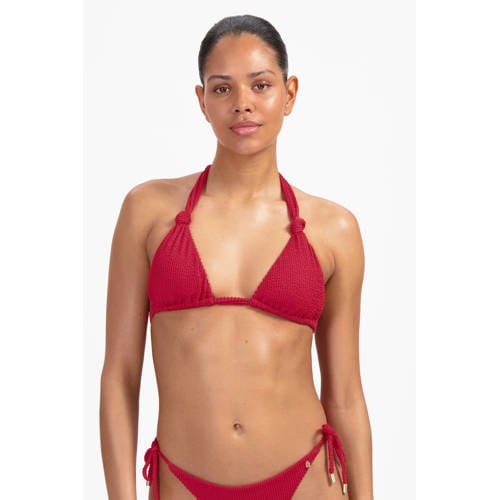 Beachlife voorgevormde triangel bikinitop met textuur rood afbeelding