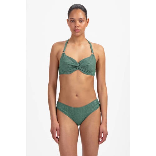 Beachlife bikinibroekje met lurex en textuur groen afbeelding