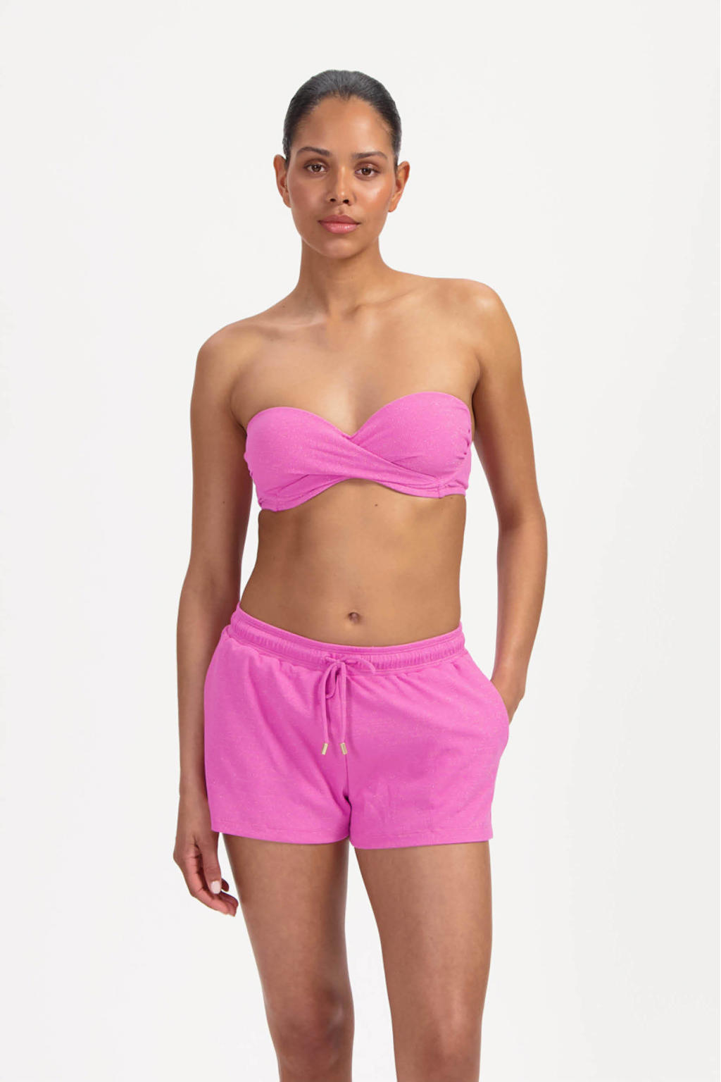 Beachlife strandshort met lurex roze