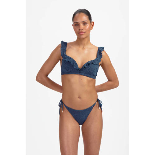 Beachlife strik bikinibroekje broderie anglaise donkerblauw afbeelding