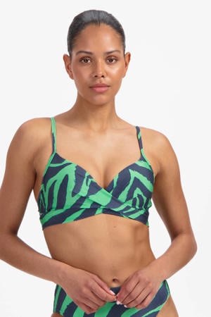 voorgevormde beugel bikinitop groen/donkerblauw
