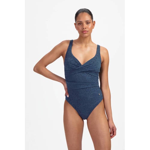 Beachlife halter badpak broderie anglaise donkerblauw afbeelding
