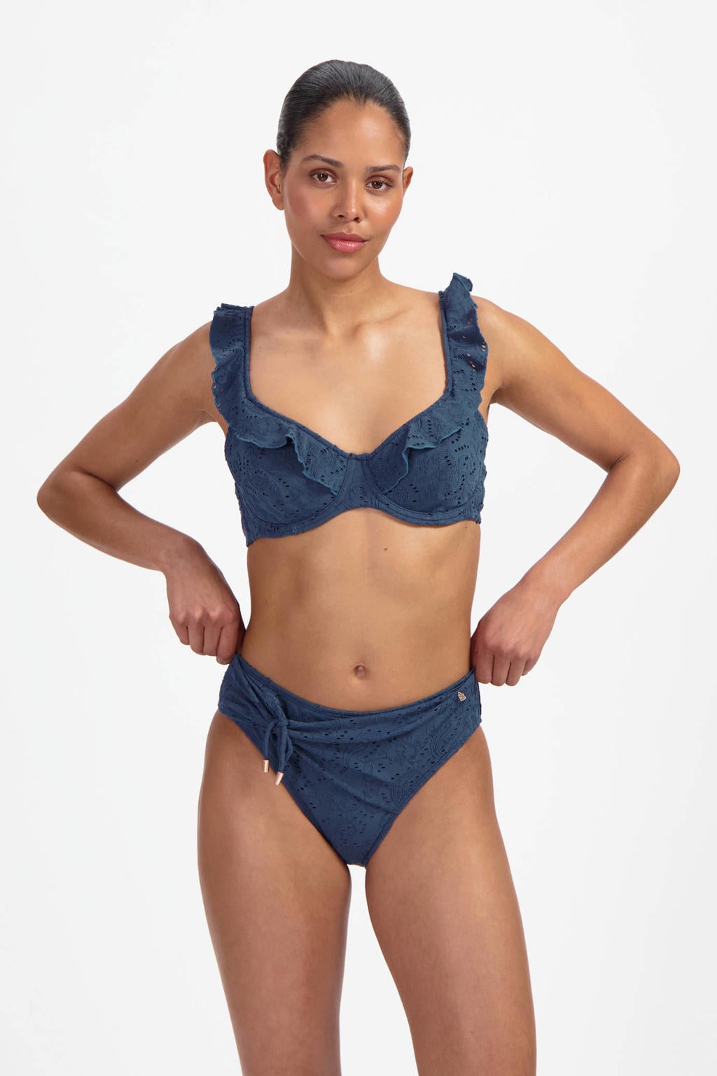 Beachlife bikinibroekje broderie anglaise donkerblauw