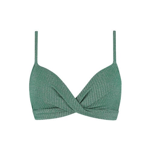 Beachlife voorgevormde beugel bikinitop met lurex en textuur groen afbeelding