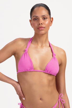 voorgevormde triangel bikinitop met lurex roze