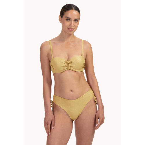 Cyell voorgevormde strapless bandeau bikinitop Golden Hour met lurex goud afbeelding
