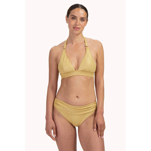 Cyell voorgevormde triangel bikinitop Golden Hour met lurex goud afbeelding