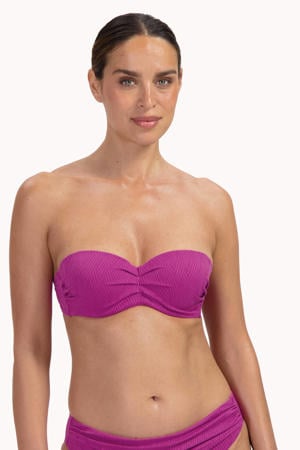voorgevormde strapless bandeau bikinitop fuchsia