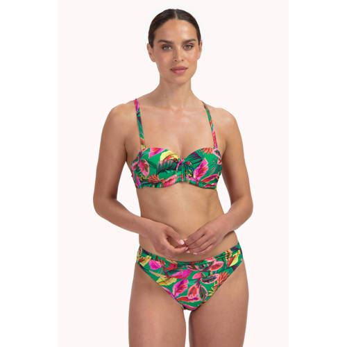 Cyell voorgevormde srapless bandeau bikinitop groen/multi afbeelding