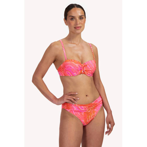 Cyell voorgevormde strapless bandeau bikini roze/oranje afbeelding