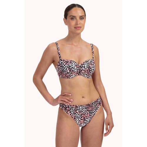 Cyell voorgevormde strapless bandeau bikinitop zwart/ecru/roze afbeelding
