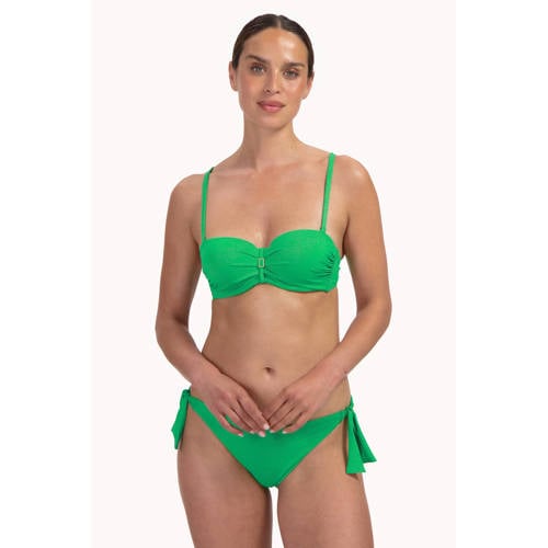 Cyell voorgevormde strapless bandeau bikinitop met lurex groen afbeelding