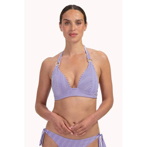Cyell voorgevormde halter bikinitop blauw/wit afbeelding