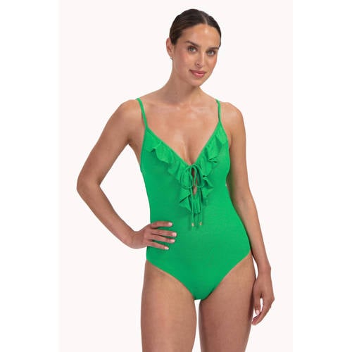 Cyell badpak met lurex en ruches groen afbeelding