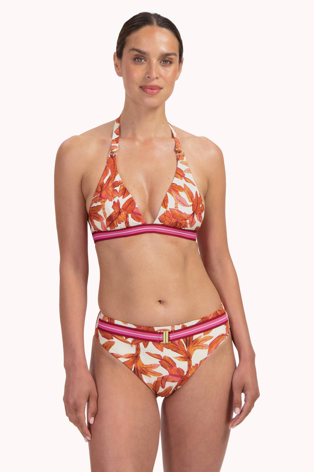 Cyell high waist bikinibroekje wit/lichtbruin