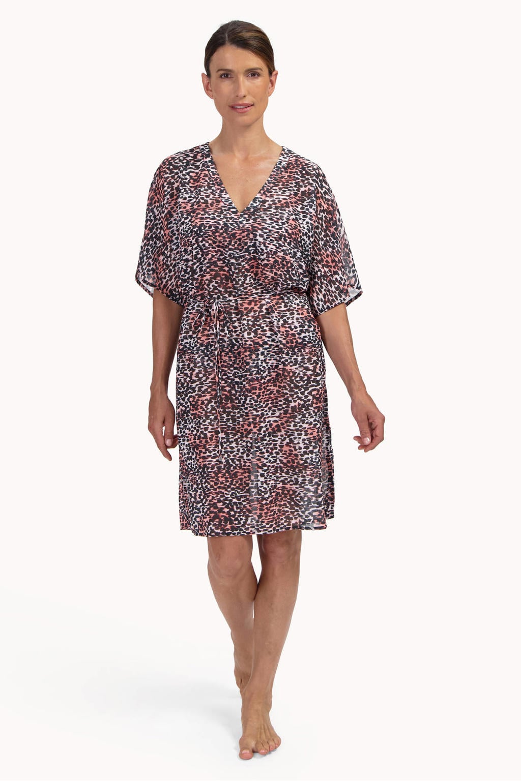 Cyell strandtuniek zwart/ecru/roze