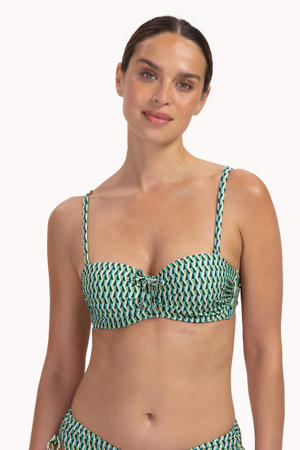 voorgevormde strapless bandeau bikinitop Groovy Graphic groen/ivoor/goud