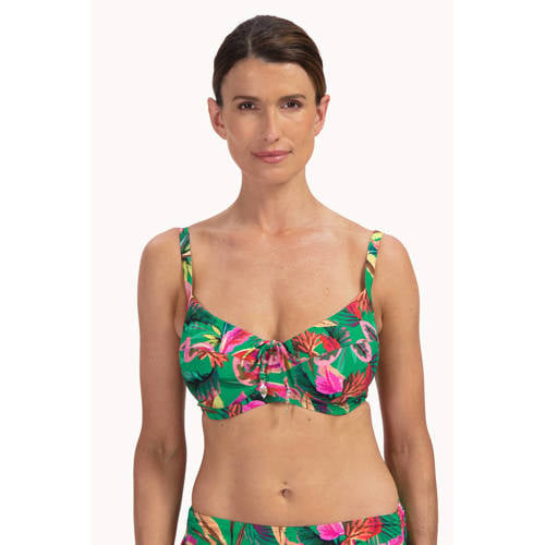 Cyell niet-voorgevormde beugel bikinitop groen/multi afbeelding
