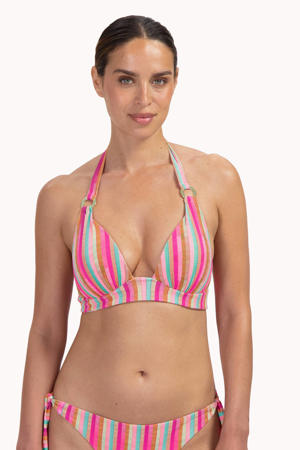 voorgevormde halter bikinitop roze/groen