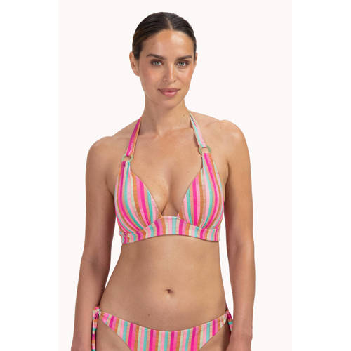 Cyell voorgevormde halter bikinitop roze/groen afbeelding
