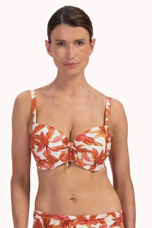 voorgevormde beugel bikinitop wit/lichtbruin
