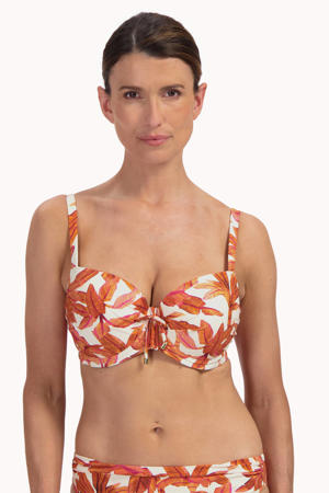 voorgevormde beugel bikinitop wit/lichtbruin