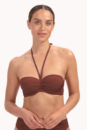 voorgevormde strapless bandeau bikinitop bruin