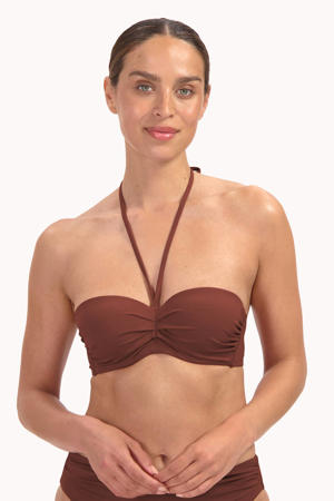 voorgevormde strapless bandeau bikinitop bruin