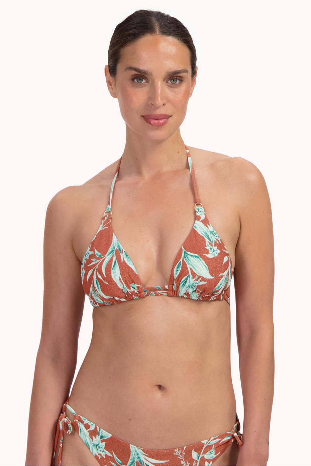 Cyell voorgevormde triangel bikinitop lichtbruin/mintgroen