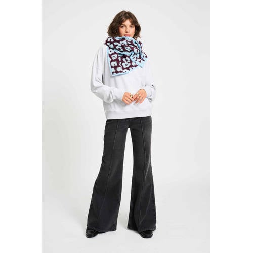 POM Amsterdam sjaal Leopard bordeauxrood/lichtblauw afbeelding