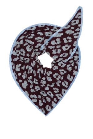 sjaal Leopard bordeauxrood/lichtblauw