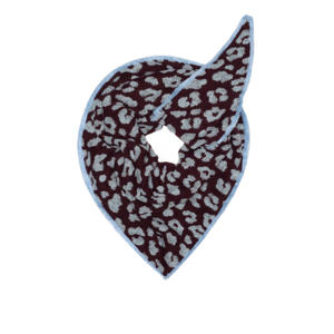 sjaal Leopard bordeauxrood/lichtblauw