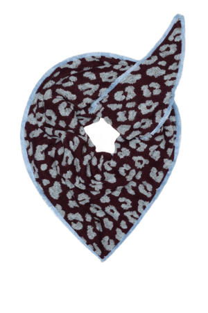 sjaal Leopard bordeauxrood/lichtblauw