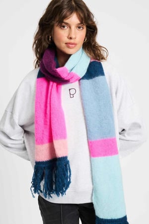 sjaal Brushed Stripes blauw/paars