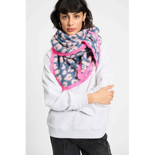 POM Amsterdam sjaal Leopard blauw/roze afbeelding